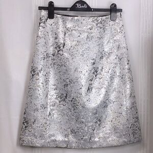 Silver Metallic A-Line Skirt
